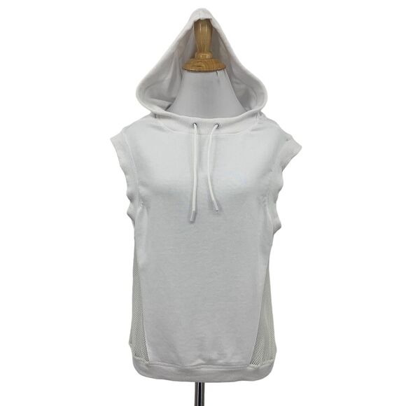 Fabletics Hoodie Womens L Large White Mesh Panel Terry Sudadera Sirena Pullover - Picture 1 of 15